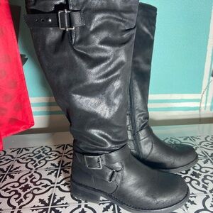Torrid Black Buckle Heeled Boots